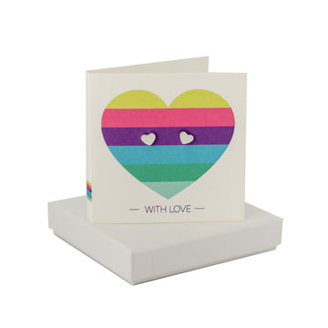 Love Heart Card - Heart Studs Coral and Mint